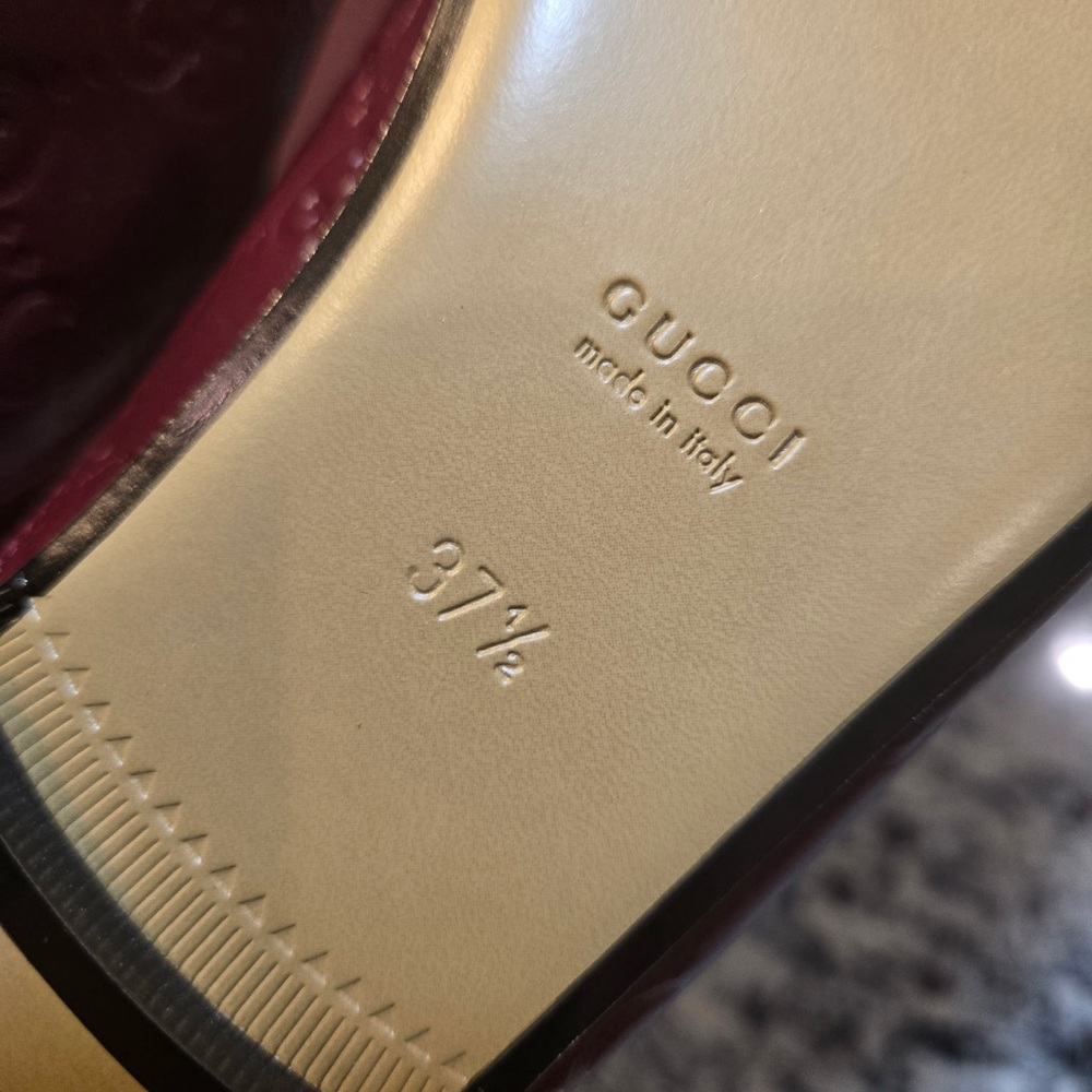 NEW Gucci Burgundy Princetown Leather Mules with Horsebit Detail Size 37.5 - Picture 11 of 12